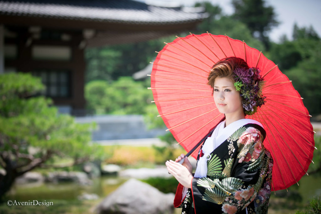 和装前撮り｜熊本-日本庭園